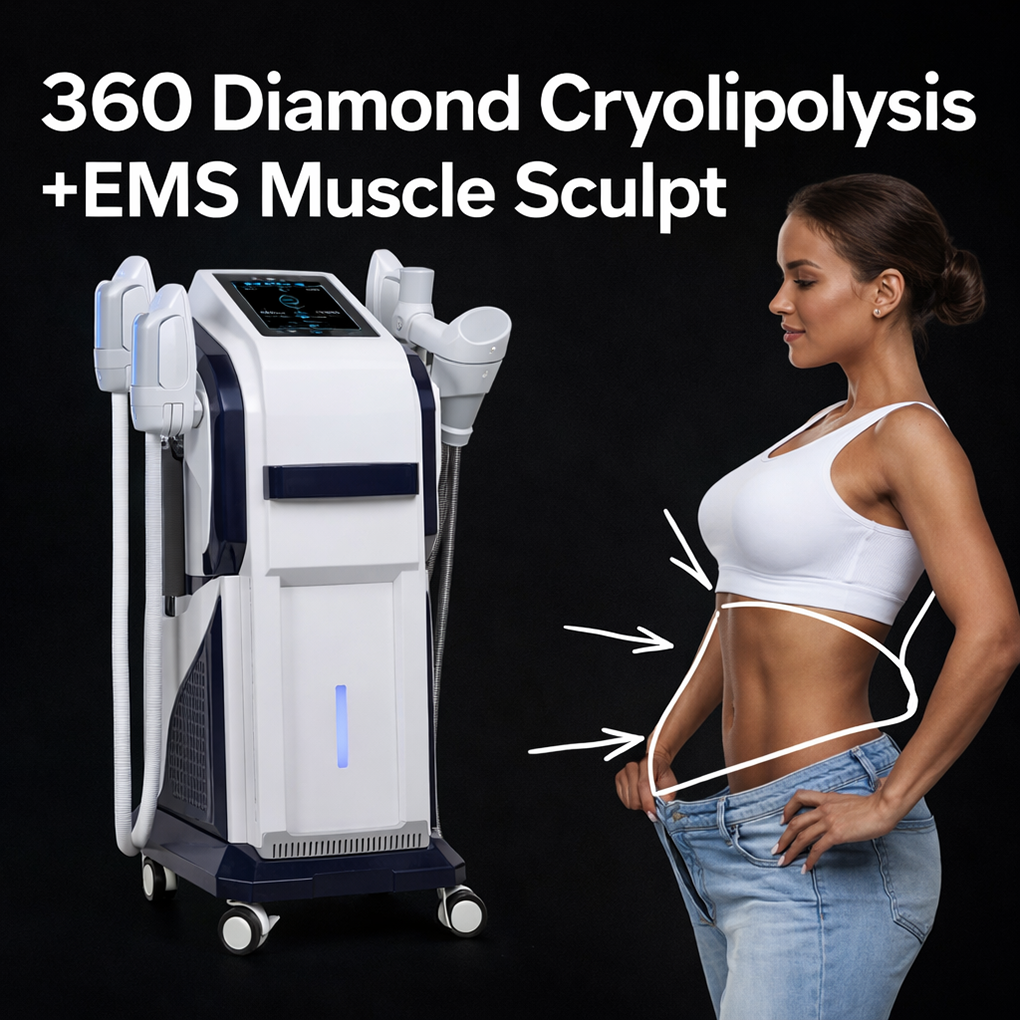360° Fat Freezing Cryolipolysis Machine with EMS Muscle Builder for Abdomen Waist Buttocks Factory Price