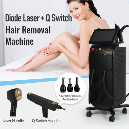 2-in-1 Diode Laser Hair Removal & Q-Switched Laser Machine for Tattoo Removal and Skin Rejuvenation
