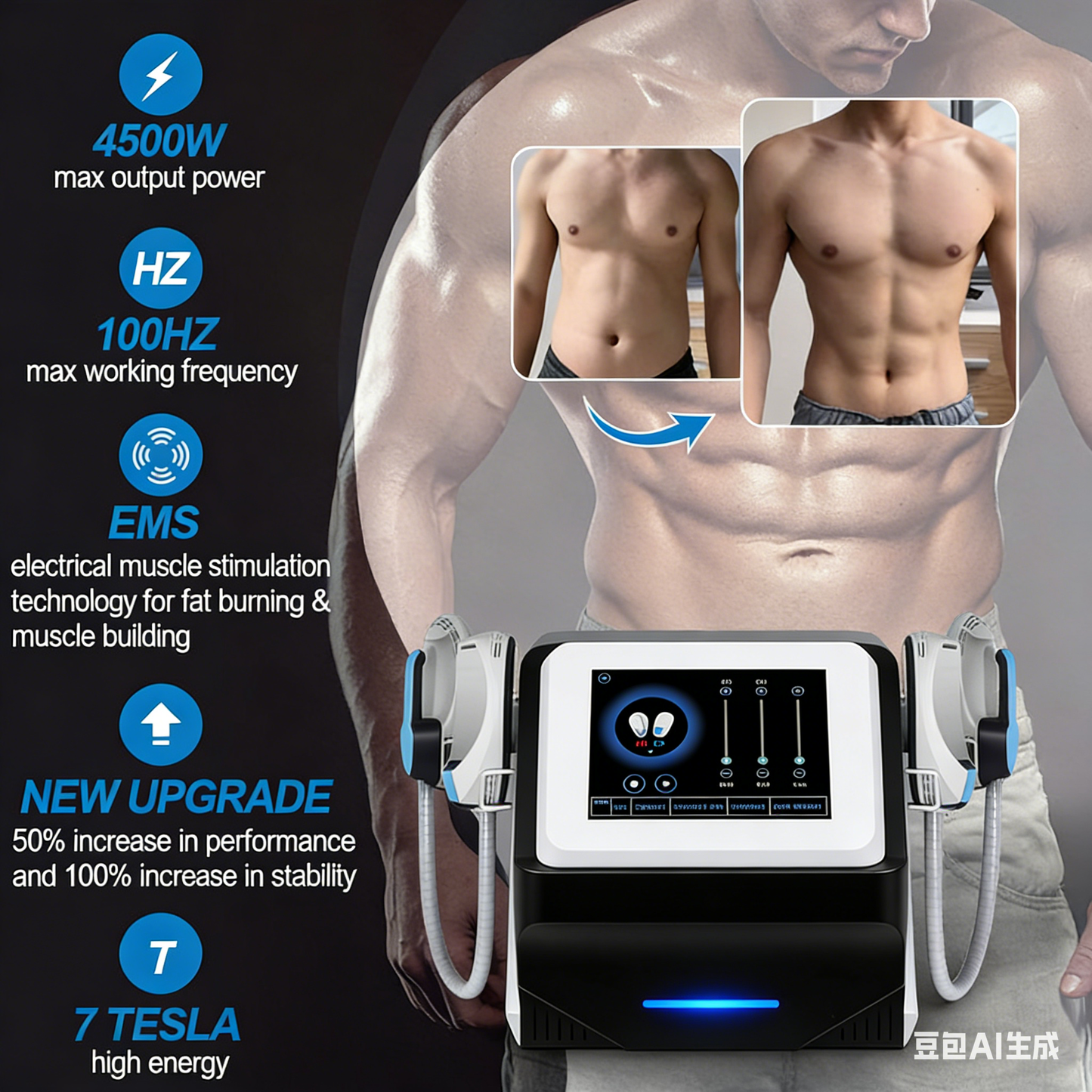 Salon Use 4 Handle Ems Sculpt Muscle Sculpting Machine for Abs Glutes and Body Shaping