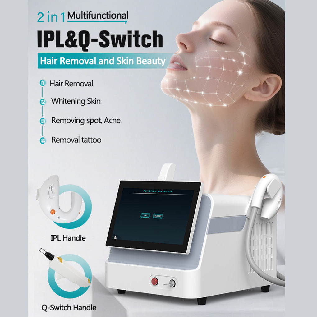Professional Beauty Equipment 2-in-1 IPL & Q-Switch Laser Machine for Hair Removal and Tattoo Removal