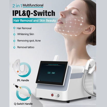 Professional Beauty Equipment 2-in-1 IPL & Q-Switch Laser Machine for Hair Removal and Tattoo Removal