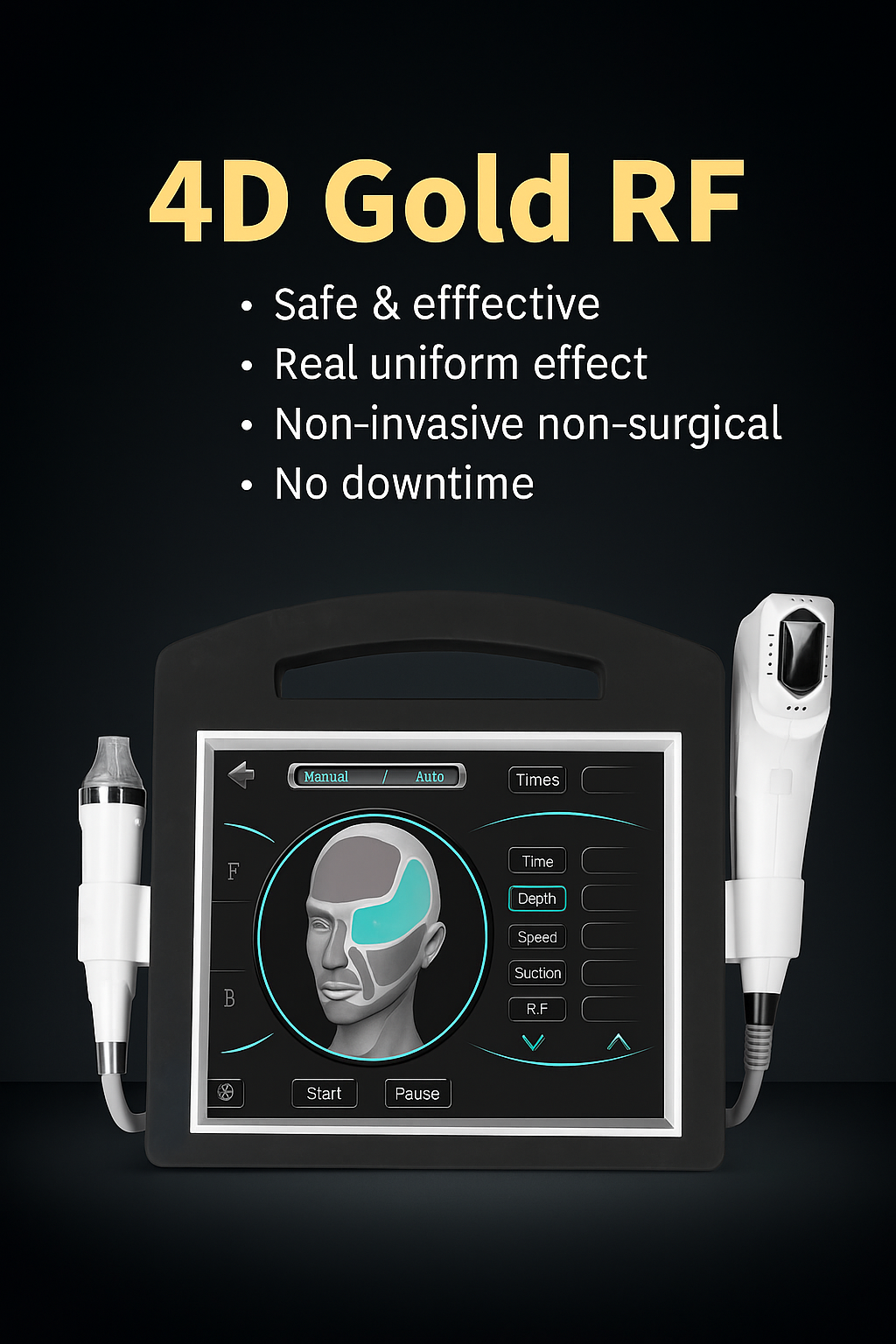 4D Gold RF Microneedling Device for Skin Tightening and Rejuvenation