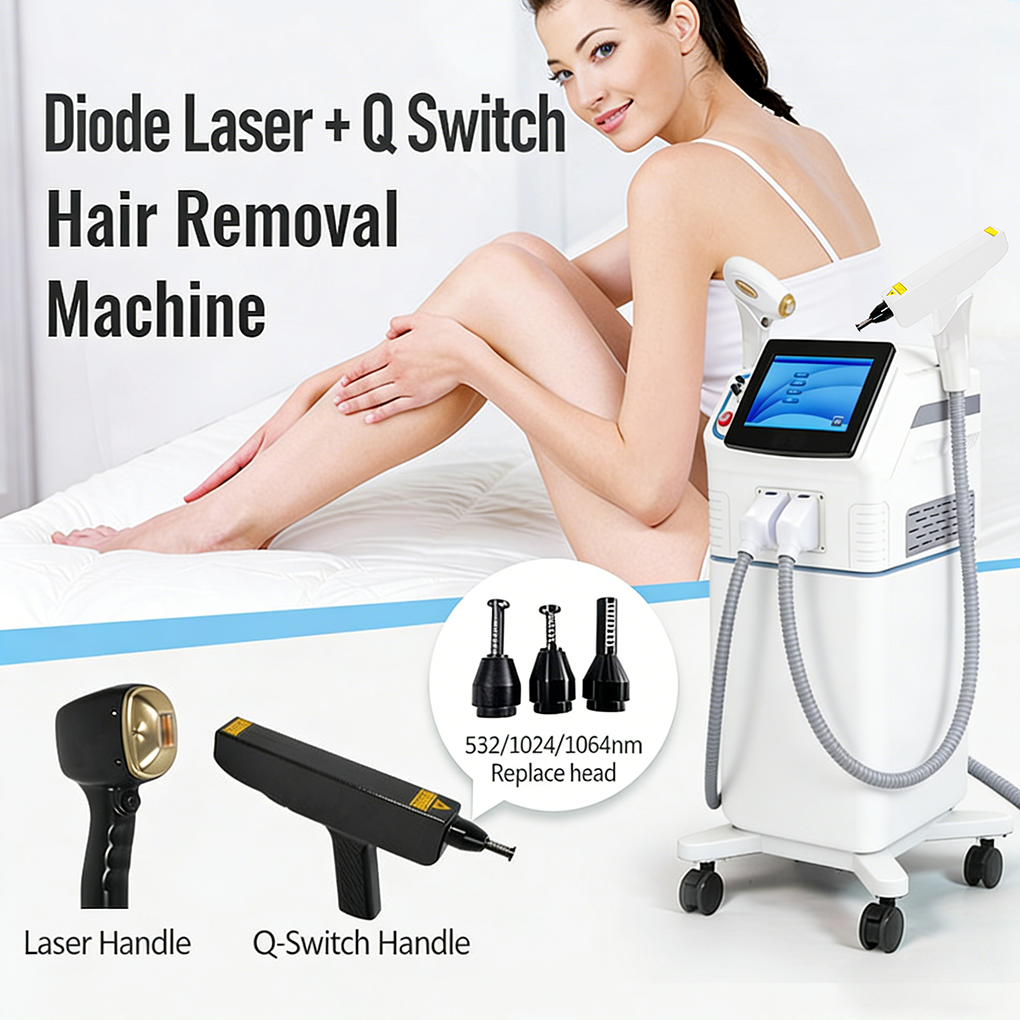 Multi-Function Diode Laser Hair Removal and Q-Switch Tattoo Removal Laser for Beauty Clinics
